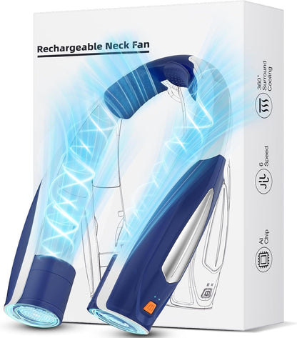 Neck Fan, 6 Speeds Adjustable Portable Personal Fan Rechargeable, Faster Cooling Wearable Fan, Ultra Quiet for Home, Office, Travel, Outdoor