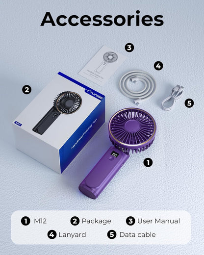 Portable Handheld Fan, Portable Fan Rechargeable, 4000mAh, 180° Adjustable, 6 Speed Wind, Display Electricity in Real Time, USB Rechargeable Foldable F an, Quiet Personal Fan as Power Bank