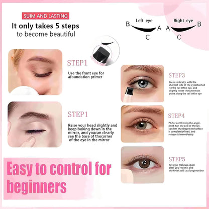 Winged Eyeliner Stamp Pen Dual Head Rotating Design, Quick-Dry, Long-Lasting, Smudge-Proof for Easy Cat Eye (1#/Black)