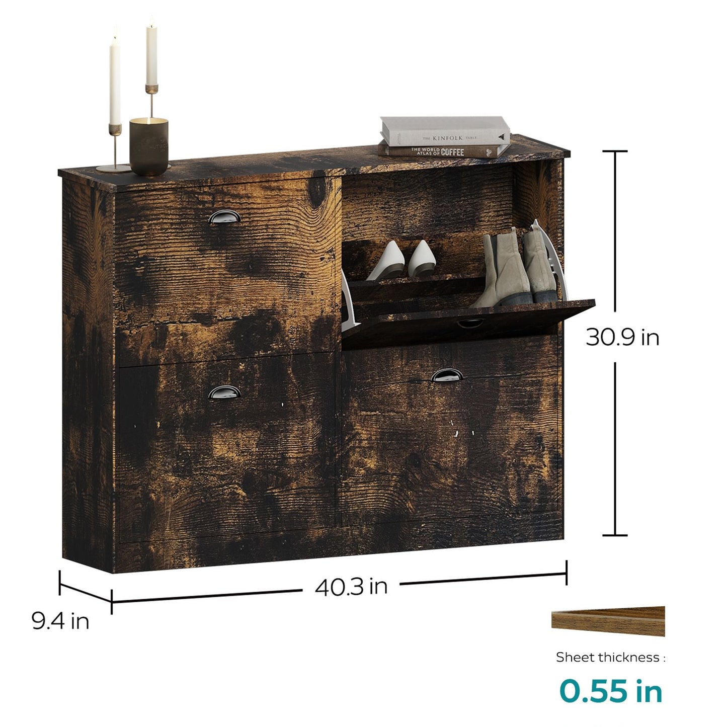 Shoe Cabinet,Hidden Slim Narrow Shoe Rack Cabinet with 4 Drawers for Entryway, Foyer,Hallway,Bedroom
