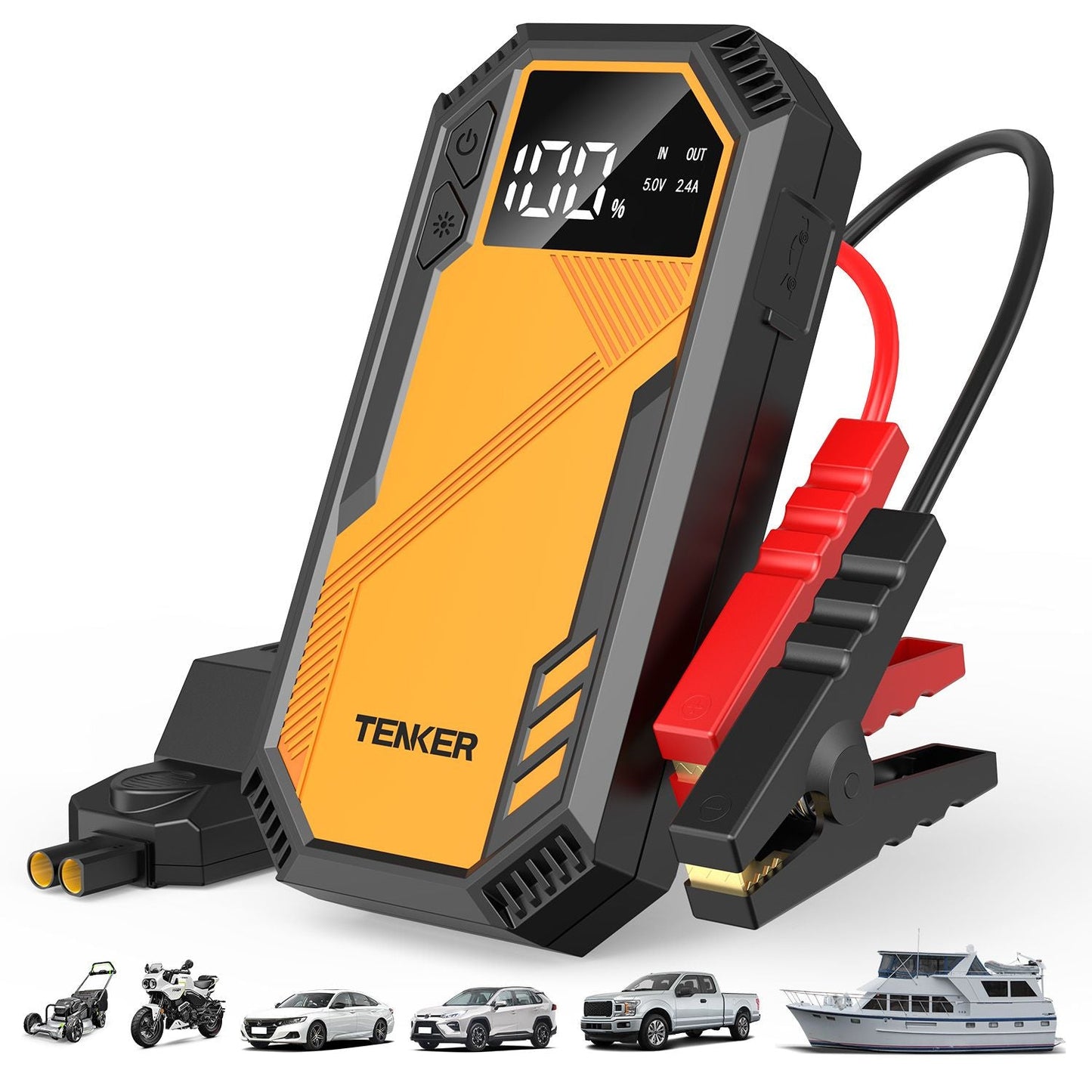 5000A Car Jump Starter 7.2L Gas or 6.5L Diesel 44.4W Portable Power Bank LED Flashlight 12V Jumper Box 10 Protections Built in Comprehensive Protection