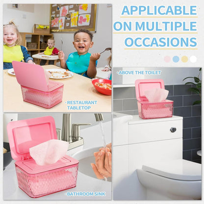 Wipes Dispenser, One-Handed Operation Wipe Holder for Baby & Adult, Seal-Designed Wipes Container for Bathroom Keep Diaper Wipes Fresh