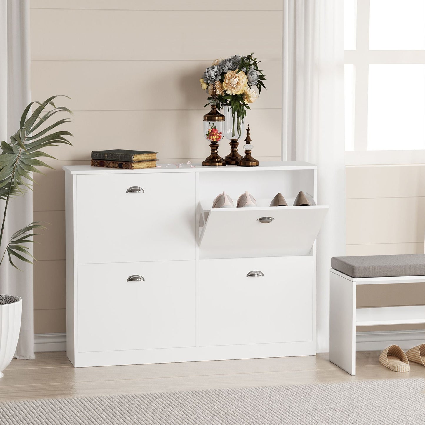 Shoe Cabinet,Hidden Slim Narrow Shoe Rack Cabinet with 4 Drawers for Entryway, Foyer,Hallway,Bedroom