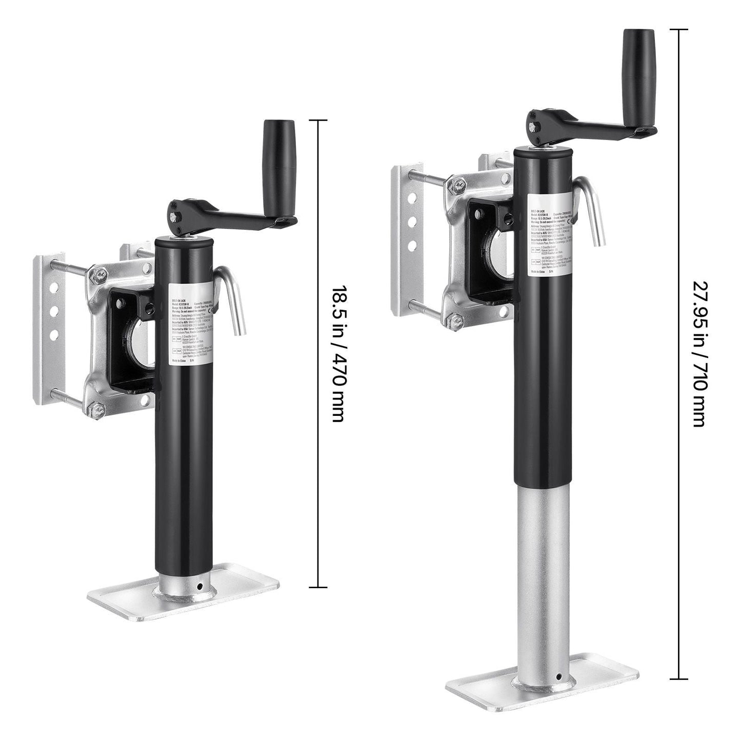 Trailer Jack, 2000 lbs Dynamic Load Capacity, Heavy Duty Swivel Bolt-on Trailer Jack, 10" Lift Trailer Jack Stand with Handle for RV Trailer, Horse Trailer, Utility Trailer, and Yacht Trailer