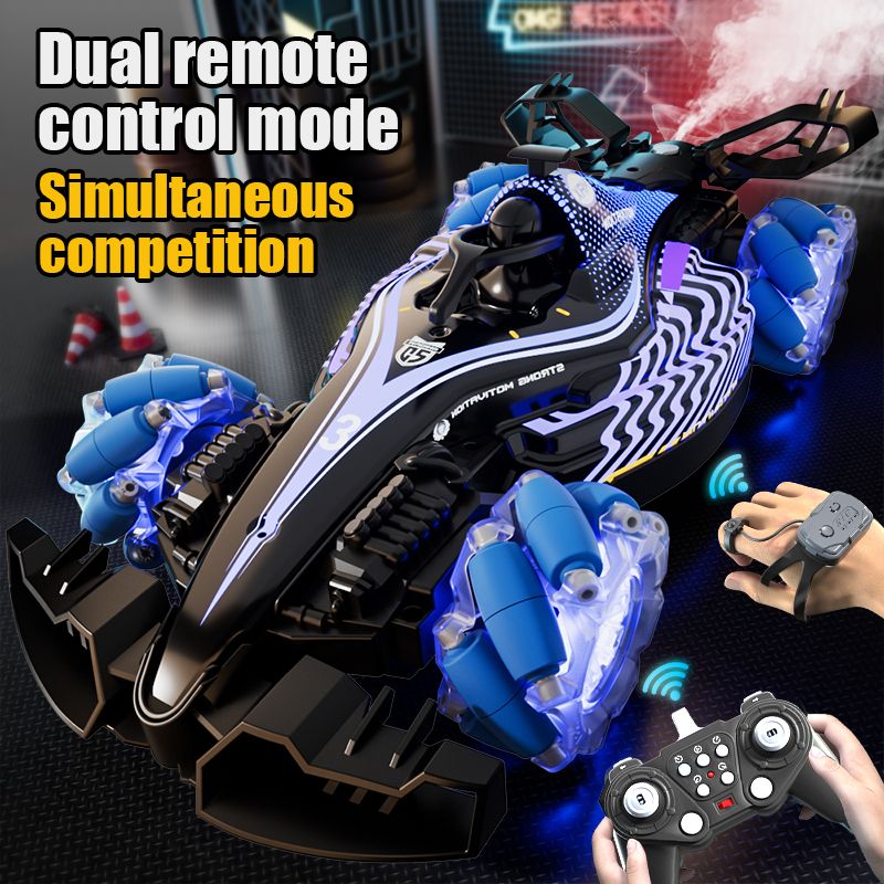 Remote control toy car F1 racing style, with music and light, the tail can be spray.
