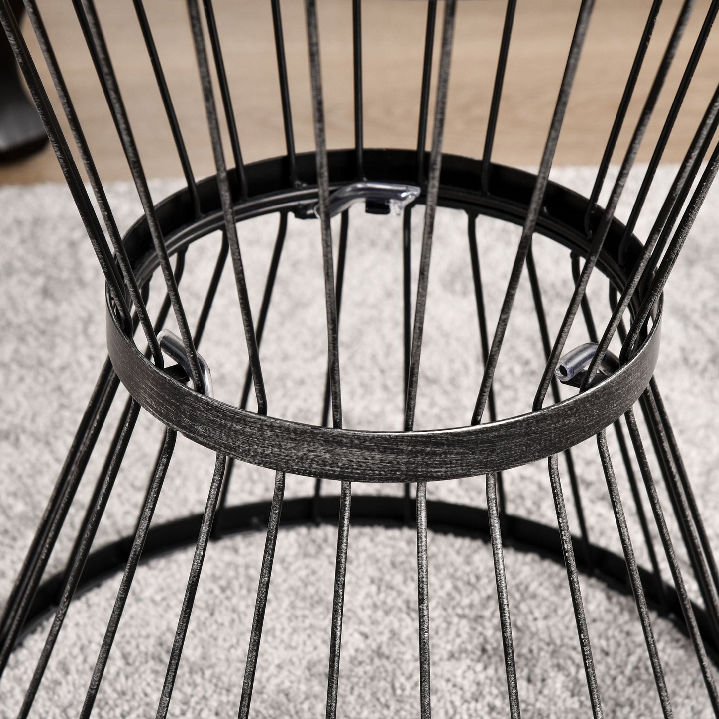 Patio End Table 16" Steel Side Table with Hourglass Design Black Accent Table for Outdoor and Indoor Use