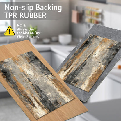 Three-piece kitchen rug set, non-slip and washable, abstract pattern kitchen hallway rug, soft and comfortable, suitable for sinks, floors, entrances, hallways and bathrooms.