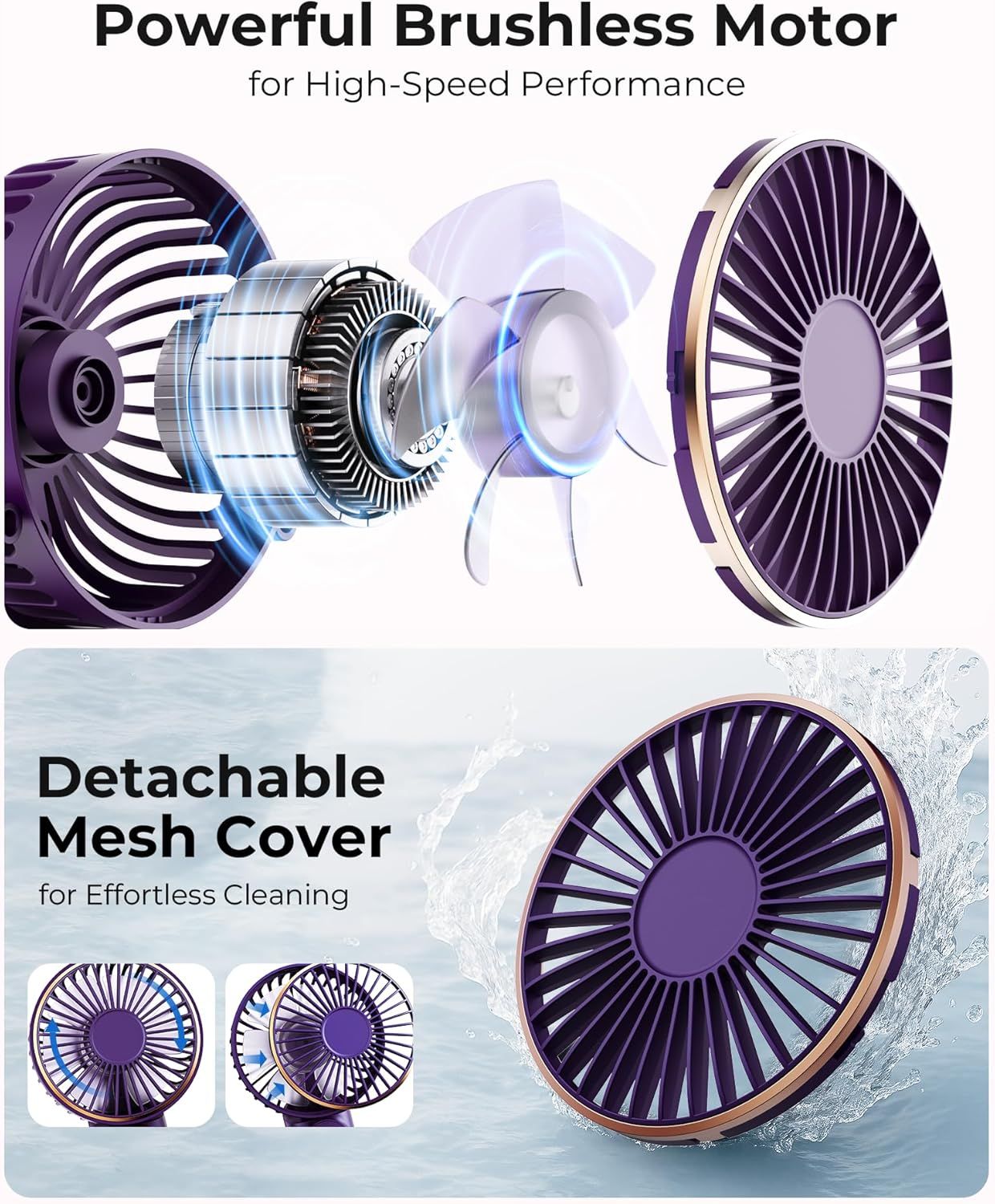 Portable Handheld Fan, Portable Fan Rechargeable, 4000mAh, 180° Adjustable, 6 Speed Wind, Display Electricity in Real Time, USB Rechargeable Foldable F an, Quiet Personal Fan as Power Bank
