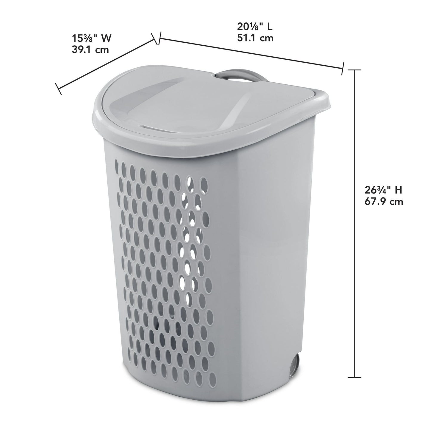 Ultra™ Wheeled Hamper, Plastic Laundry Hamper with Wheels for Easy Transport, Gray