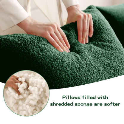 Soft Teddy Fabric Boneless Sofa,No Assembly Required Streamlined Design,Anti-Slip Design 32D High Density Sponge Fits Living Rooms Bedrooms,Green