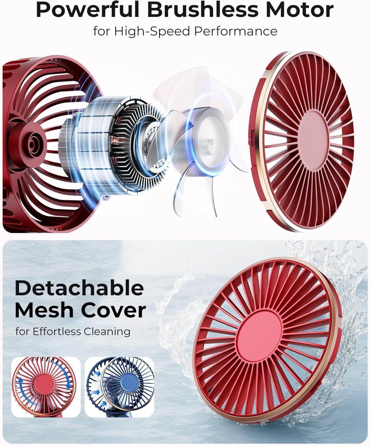 Portable Handheld Fan, Portable Fan Rechargeable, 4000mAh, 180° Adjustable, 6 Speed Wind, Display Electricity in Real Time, USB Rechargeable Foldable F an, Quiet Personal Fan as Power Bank