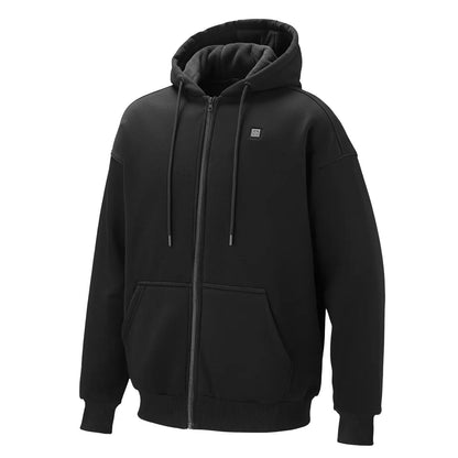 Heated Jacket Hoodie for Men Women, Heated Sweatshirt Unisex Full-Zip with 7.4V 16000mAh Power Bank Pack, 5 Heating Zones, 3 Temp Levels, 4-8H Warmth, for Winter Outdoor Camping, Black, XL Size