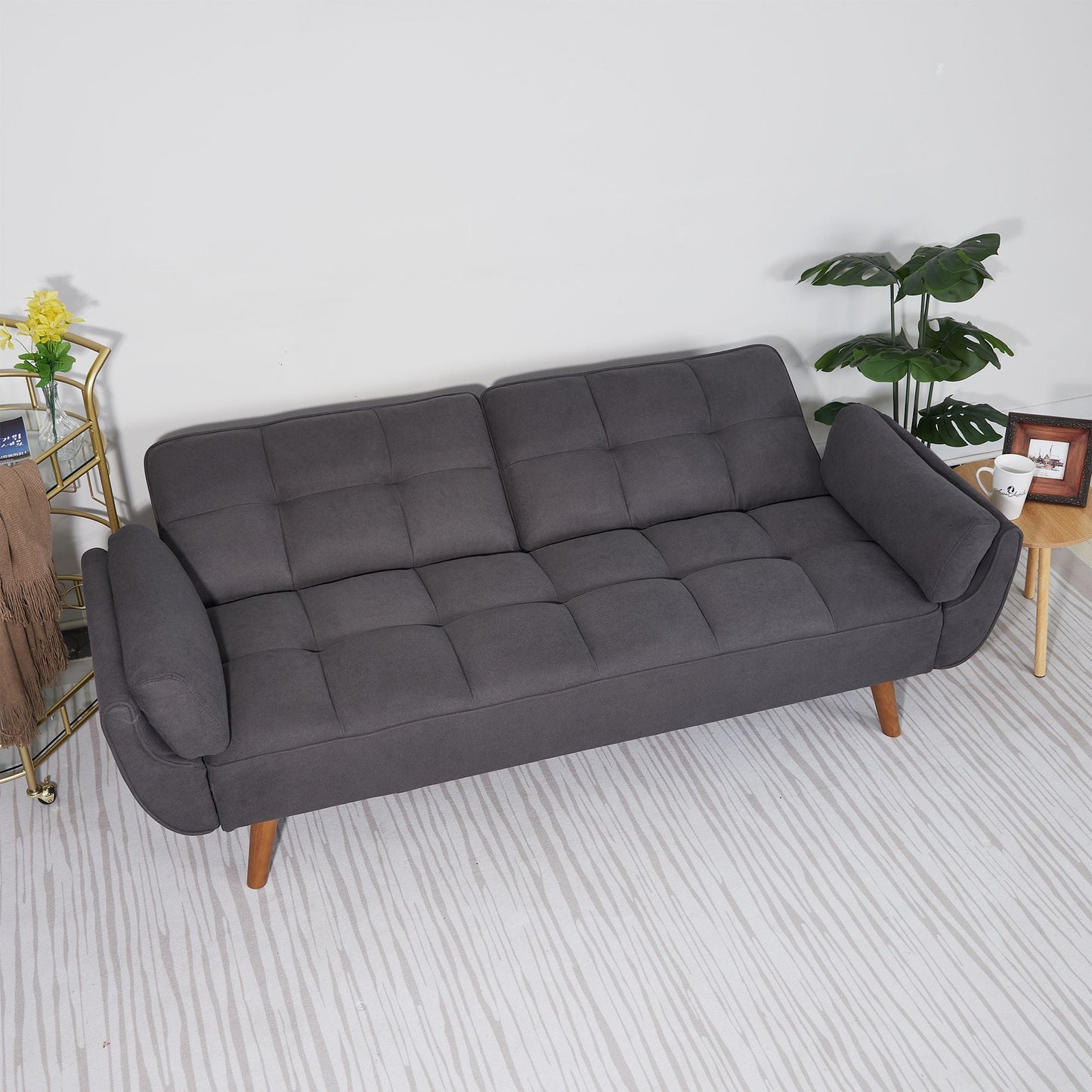 75" Flared Arm Convertible Sleeper Sofa-Dark Gray