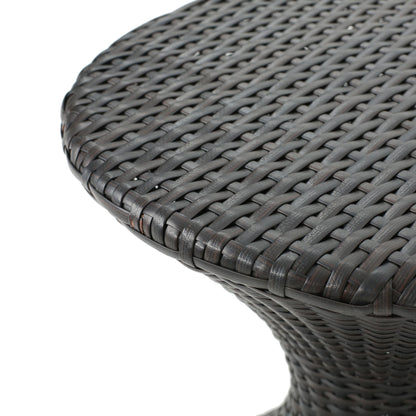 Outdoor 16-inch Multi-brown Wicker Hourgla Side Table