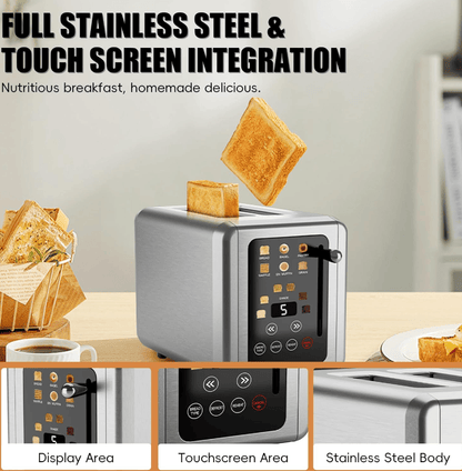 Retro Stainless Steel Toaster with 6 Browning Levels & 3 Functions - Perfect for Defrosting, Reheating, & Cancelling