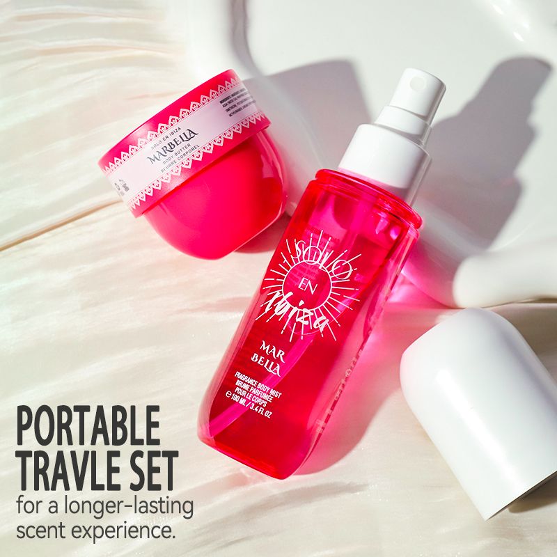 2-Piece Set, SOLO EN IBIZA Body & Hair Fragrance Mist And Body Cream Gift Box For Men And Women, Long Lasting Fragrance, 4 Different Scent, Perfect For Holiday Gifts, Dating, Daily Life, Parties