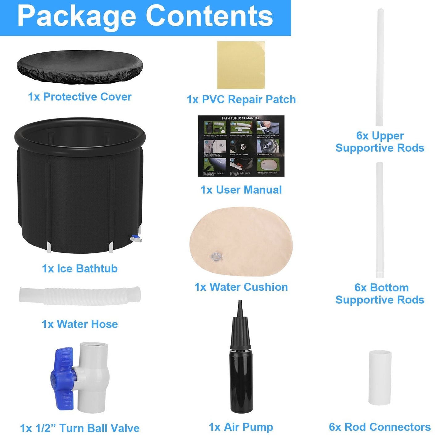 Portable Ice Bath Tub 97Gallon (370L), Portable Insulated Ice Bath Tub for Athletes Recovery, Easy Setup Ice Bathtub for Home Gym CampingCold Plunge Therapy Tub with 5-Layers Insulation, Large Ice Bat