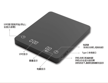 Precision Coffee Scale with Timer - Multifunctional Electronic Weight Scale for Home Brewing