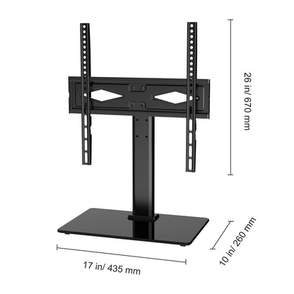 TV Stand Mount, Swivel Universal TV Stand for 32 to 55 inch TVs, Height Adjustable Portable Floor TV Stand with Tempered Glass Base for Bedroom, Living Room