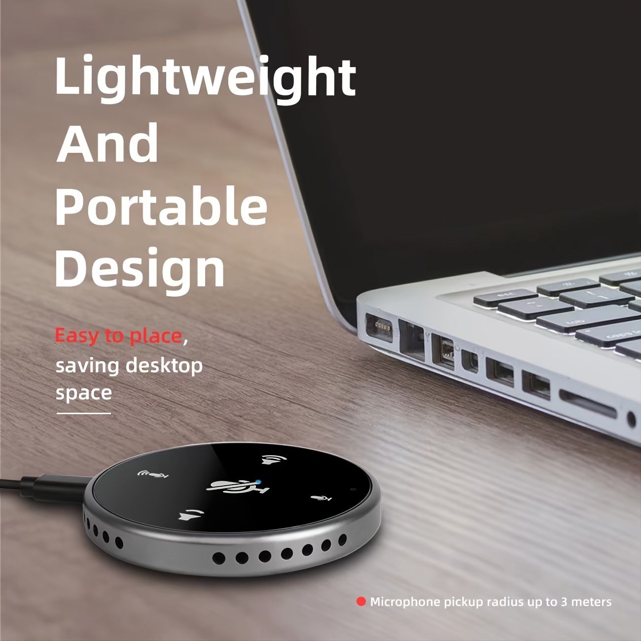 360 Degree Omnidirectional Radio Microphone Touch Control Video Conferencing Interface Microphone Recording Speech With Speaker USB Notebook Used For Laptop Recording Conferences