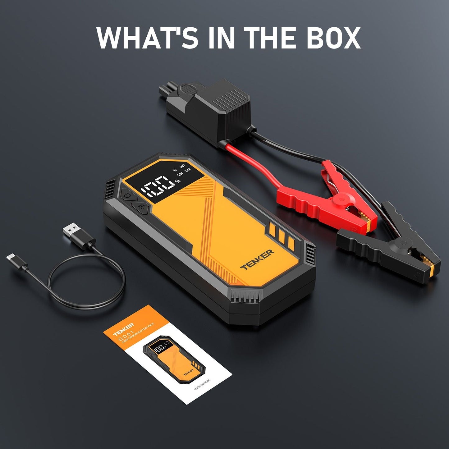 5000A Car Jump Starter 7.2L Gas or 6.5L Diesel 44.4W Portable Power Bank LED Flashlight 12V Jumper Box 10 Protections Built in Comprehensive Protection