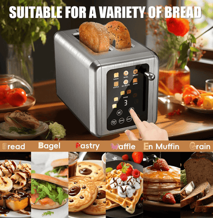 Retro Stainless Steel Toaster with 6 Browning Levels & 3 Functions - Perfect for Defrosting, Reheating, & Cancelling