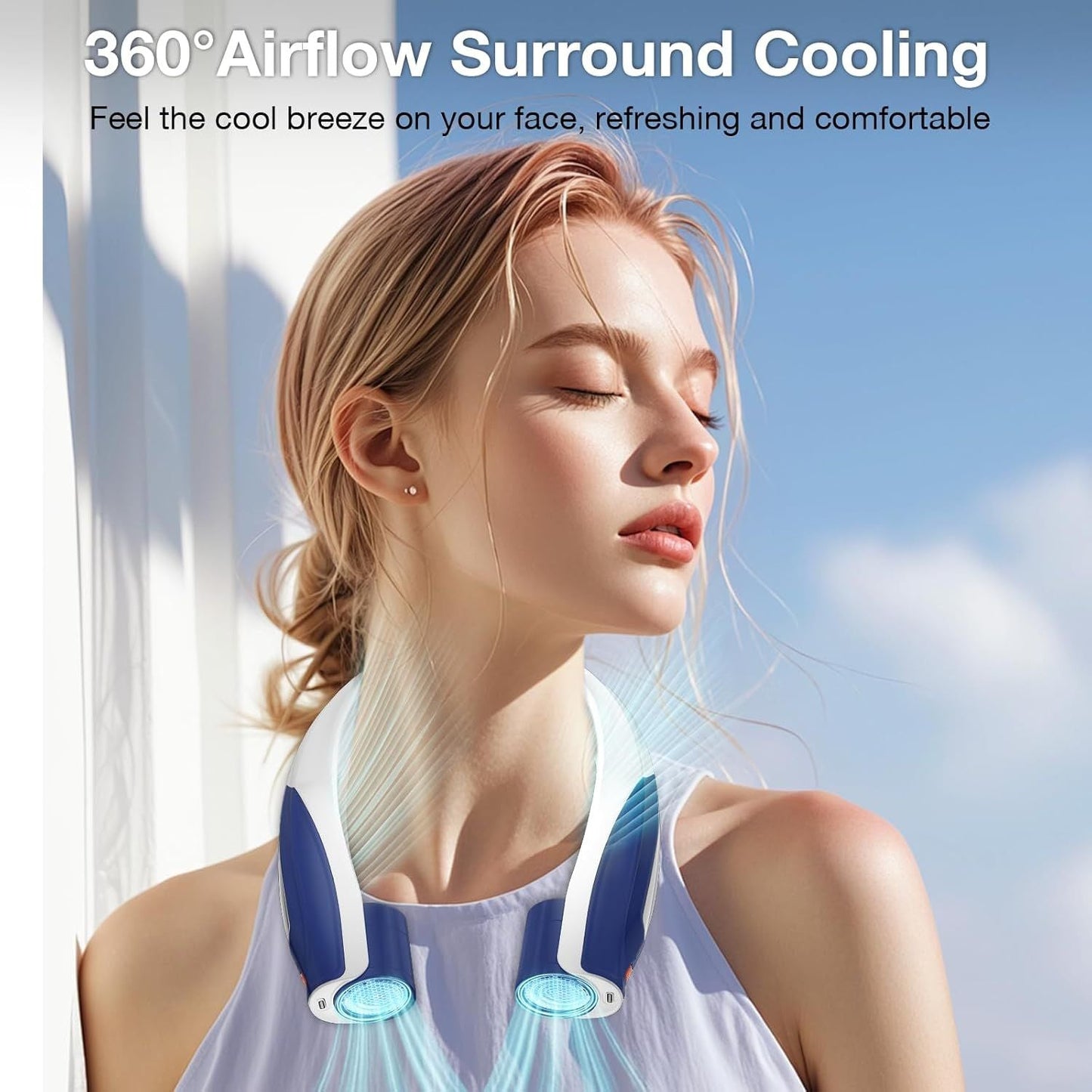 Neck Fan, 6 Speeds Adjustable Portable Personal Fan Rechargeable, Faster Cooling Wearable Fan, Ultra Quiet for Home, Office, Travel, Outdoor