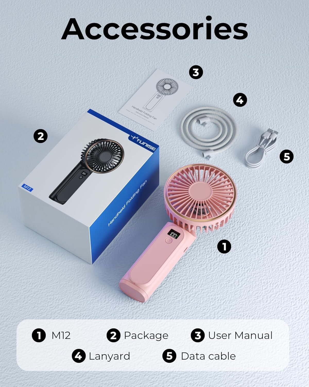 Portable Handheld Fan, Portable Fan Rechargeable, 4000mAh, 180° Adjustable, 6 Speed Wind, Display Electricity in Real Time, USB Rechargeable Foldable F an, Quiet Personal Fan as Power Bank