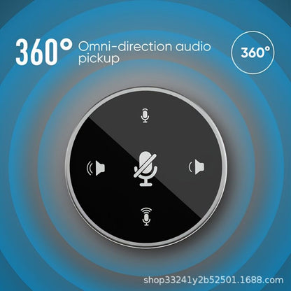 360 Degree Omnidirectional Radio Microphone Touch Control Video Conferencing Interface Microphone Recording Speech With Speaker USB Notebook Used For Laptop Recording Conferences