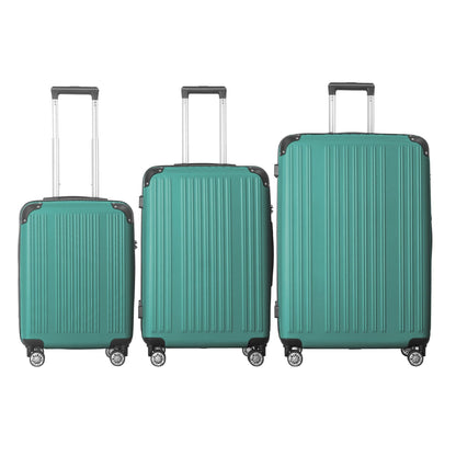 3-Piece Lightweight ABS Hardshell Luggage Set (20", 24", 26") in Fresh Green with Spinner Wheels, TSA Lock, and Adjustable Telescopic Handle - Durable Travel Suitcases