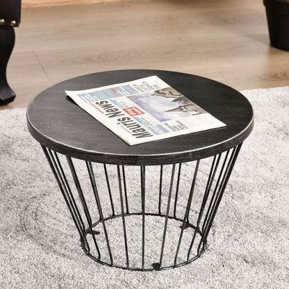 Patio End Table 16" Steel Side Table with Hourglass Design Black Accent Table for Outdoor and Indoor Use
