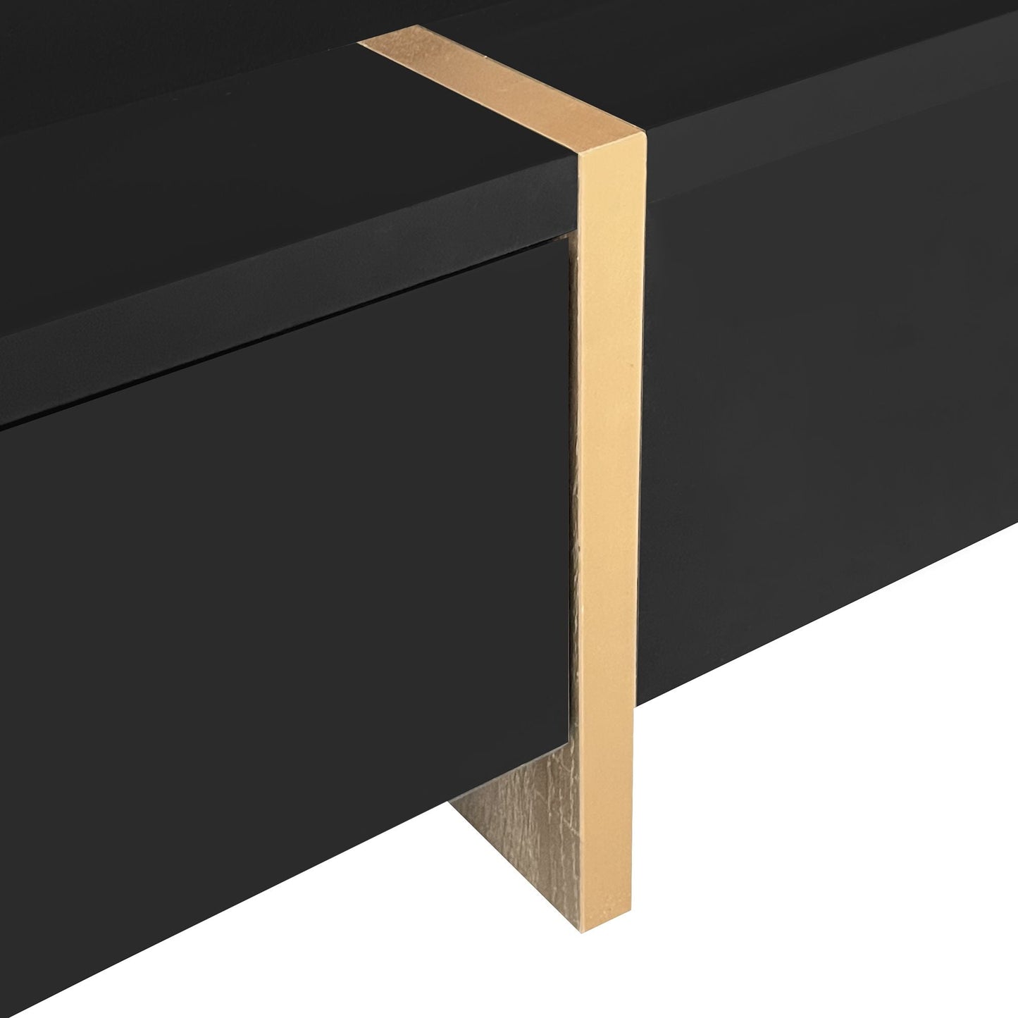 Sleek Black High Gloss Modern Coffee Table with 4 Drawers for Organized Living Rooms, Square Design with Wood Grain Legs, Ideal Cocktail Table 31.5''x31.5''