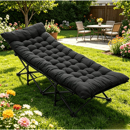 Foldable camping bed with mattress, sturdy and durable folding bed