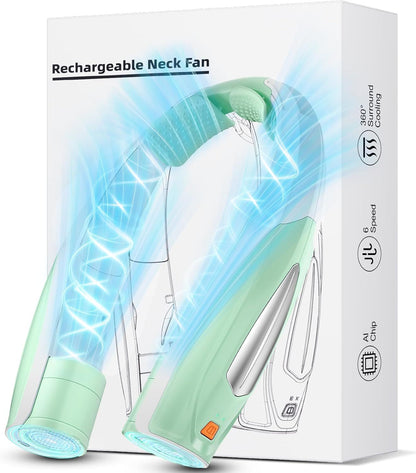 Neck Fan, 6 Speeds Adjustable Portable Personal Fan Rechargeable, Faster Cooling Wearable Fan, Ultra Quiet for Home, Office, Travel, Outdoor