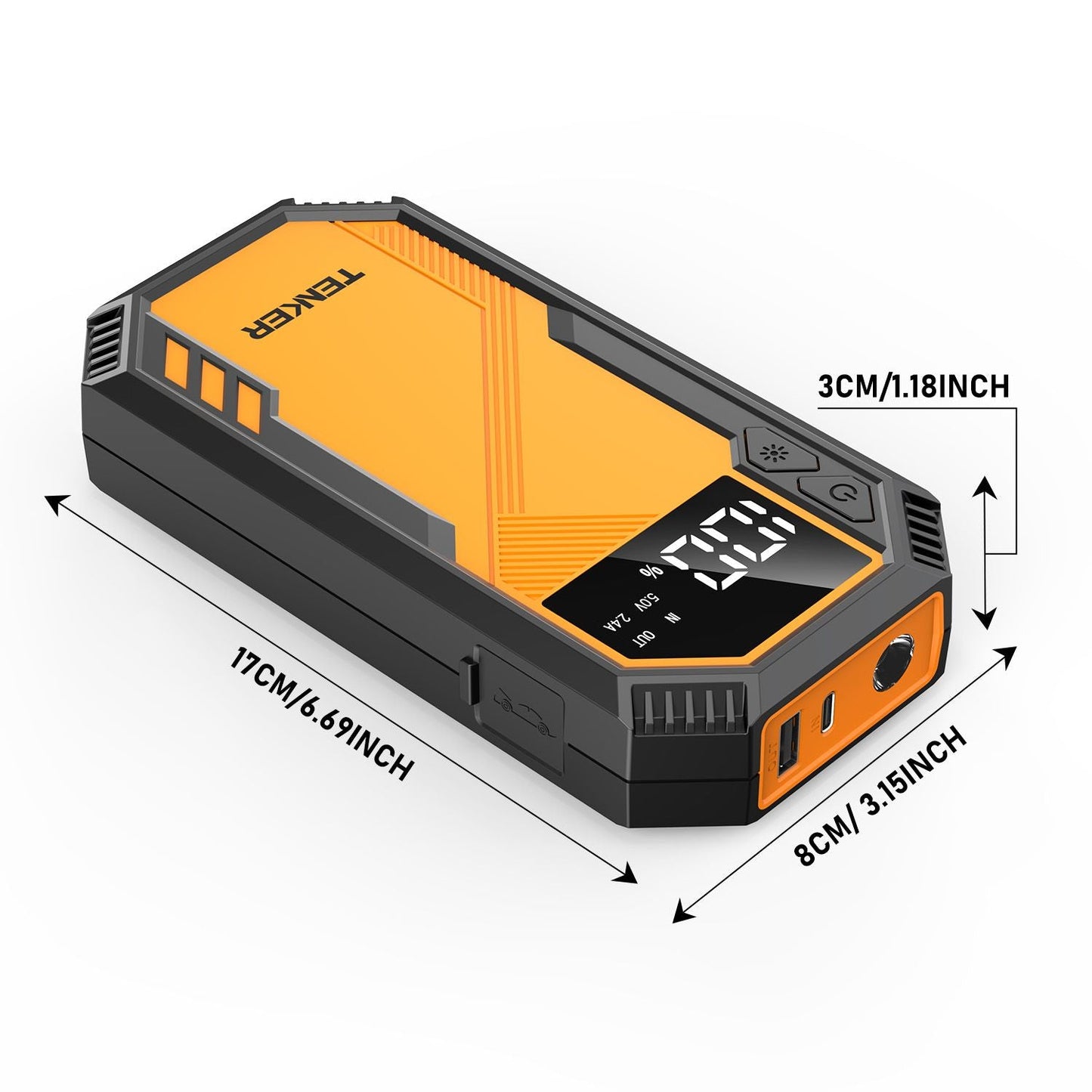 5000A Car Jump Starter 7.2L Gas or 6.5L Diesel 44.4W Portable Power Bank LED Flashlight 12V Jumper Box 10 Protections Built in Comprehensive Protection
