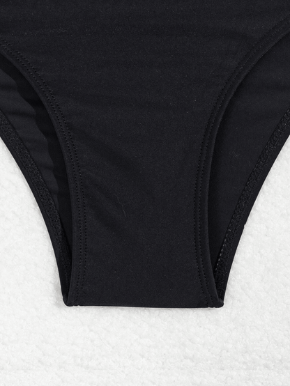 Women's black sexy  two-piece quick-dry fabric bikini swimwear
