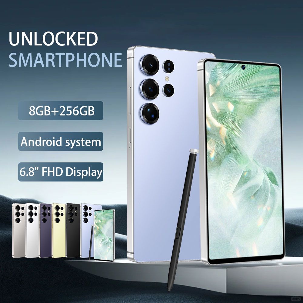 8+256GB Unlocked Smartphone, 6.8" HD+ Display, I24 5G Ultra Unlocked Phone, Built in Pen, 6000mAh Battery /Face ID+Fingerprint Lock/Dual SIM
