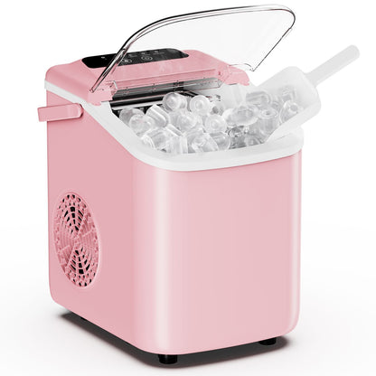 Desktop ice maker, with movable handle, can produce 9 ice balls in 6 to 8 minutes, equipped with a basket and a spoon