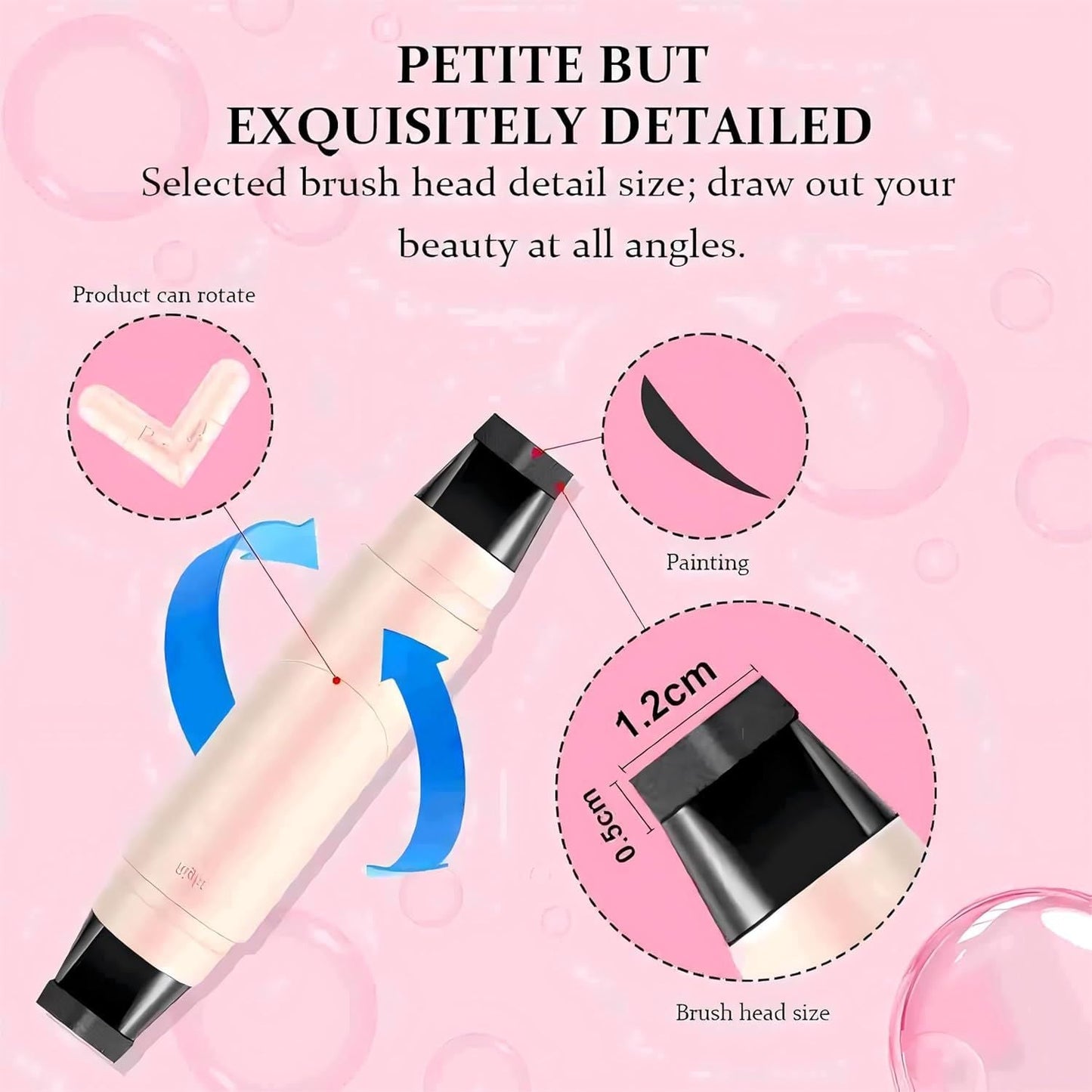 Winged Eyeliner Stamp Pen Dual Head Rotating Design, Quick-Dry, Long-Lasting, Smudge-Proof for Easy Cat Eye (1#/Black)