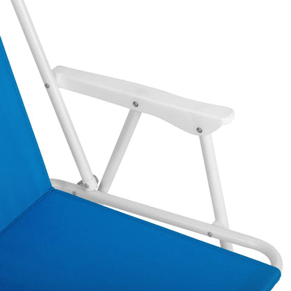 1 Pack Heavy Duty Steel Beach Chair with Umbrella, XL Size 15" Seat Height Royal Blue, Oxford Cloth with Support Bar, Single Position Adjustable, 120kg Load