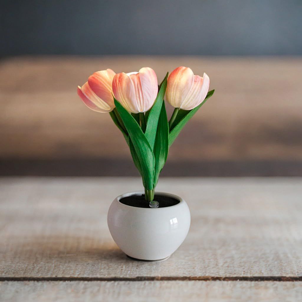 Tulip Lamp - LED Replica Tulip Table Lamp with Flower Vase for Desktop Decoration. Suitable for home, living room, desktop decoration, holiday gifts, atmosphere decoration lamps. Powered by USB