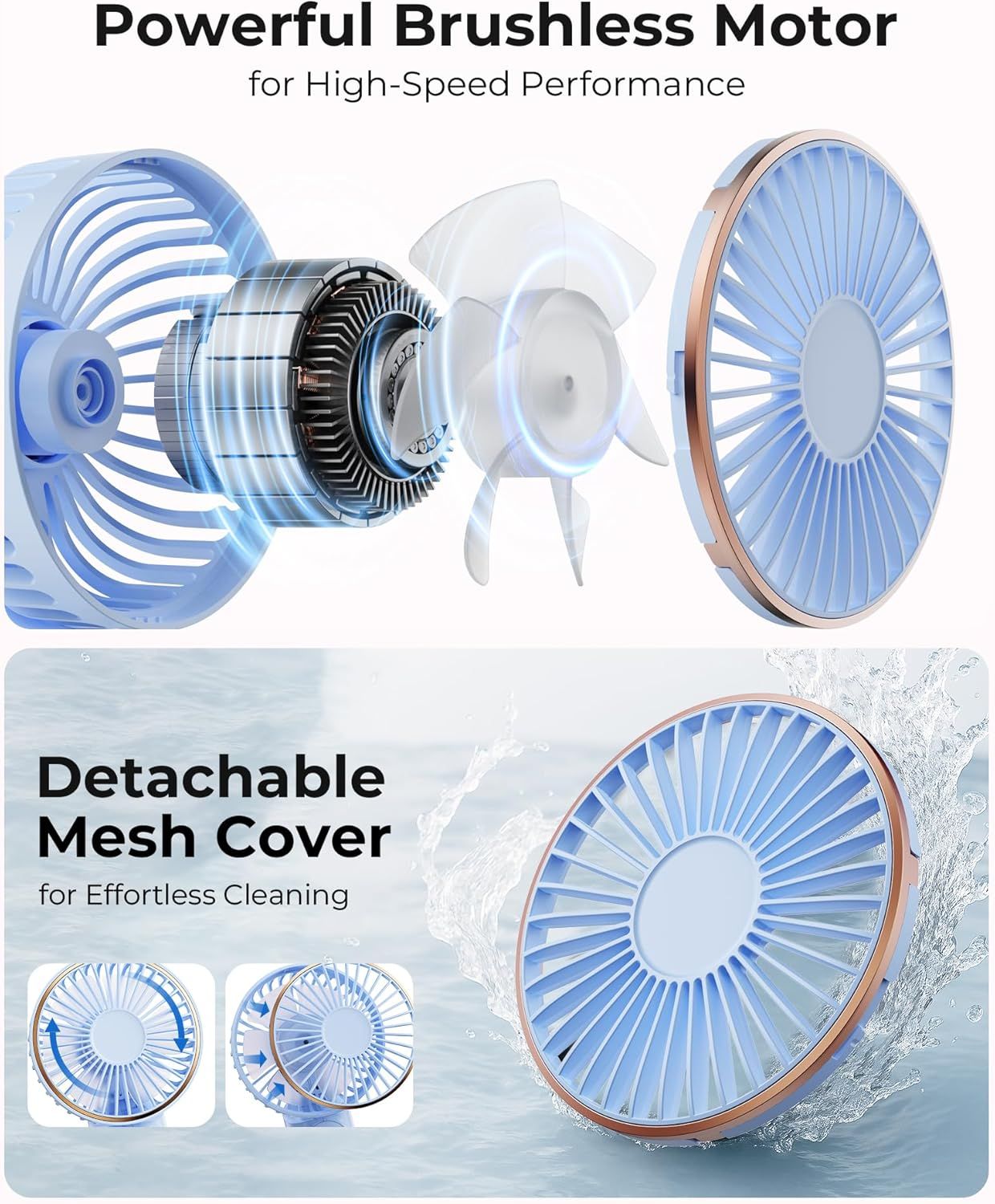 Portable Handheld Fan, Portable Fan Rechargeable, 4000mAh, 180° Adjustable, 6 Speed Wind, Display Electricity in Real Time, USB Rechargeable Foldable F an, Quiet Personal Fan as Power Bank