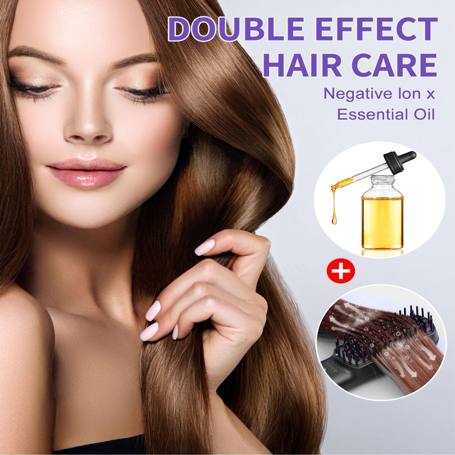 Hair Straightener Brush, Ionic Plus Steam Straightening Brush for Smooth, Anti-frizz Hair, Anti-Scald Ceramic Straightening Comb, Heated Straightener Brush Flat Iron Fast Heating for Home Salon