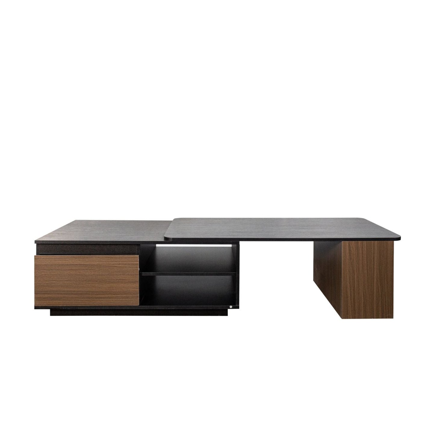 Versatile Extendable Wood Coffee Table with Adjustable Length & Dual Storage Drawers for Modern Living Rooms