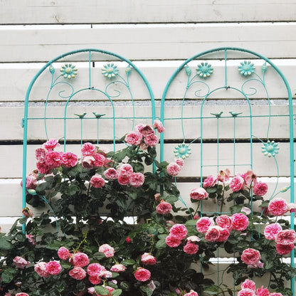 2 Pack 71" x 19.7" Metal Garden Trellis Rustproof Trellis for Climbing Plants Outdoor Flower Support Wrought Iron Ivy Vine Cucumbers Decorative(Green)