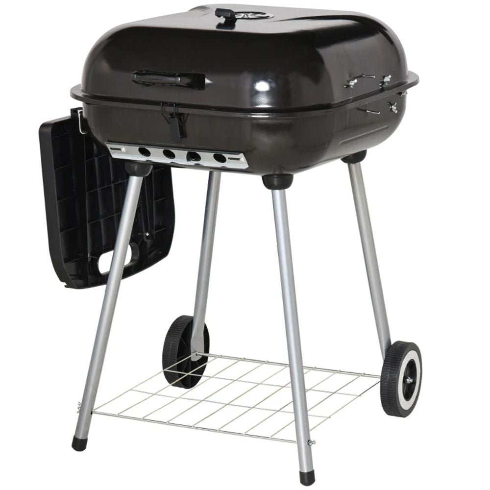 Charcoal barbecue grill, backyard picnic cookware, black