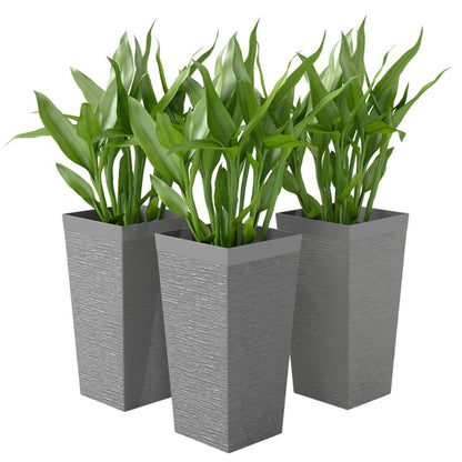 A set of 3 outdoor flower pots, conical flower pots, gray, very suitable for deep rooted plants or small trees