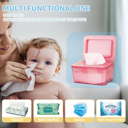 Wipes Dispenser, One-Handed Operation Wipe Holder for Baby & Adult, Seal-Designed Wipes Container for Bathroom Keep Diaper Wipes Fresh