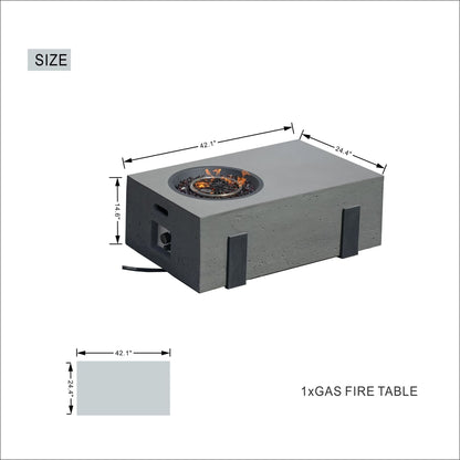 7-Piece Patio Aluminum Sofa Set with Rectangular Firepit Table & Side Table