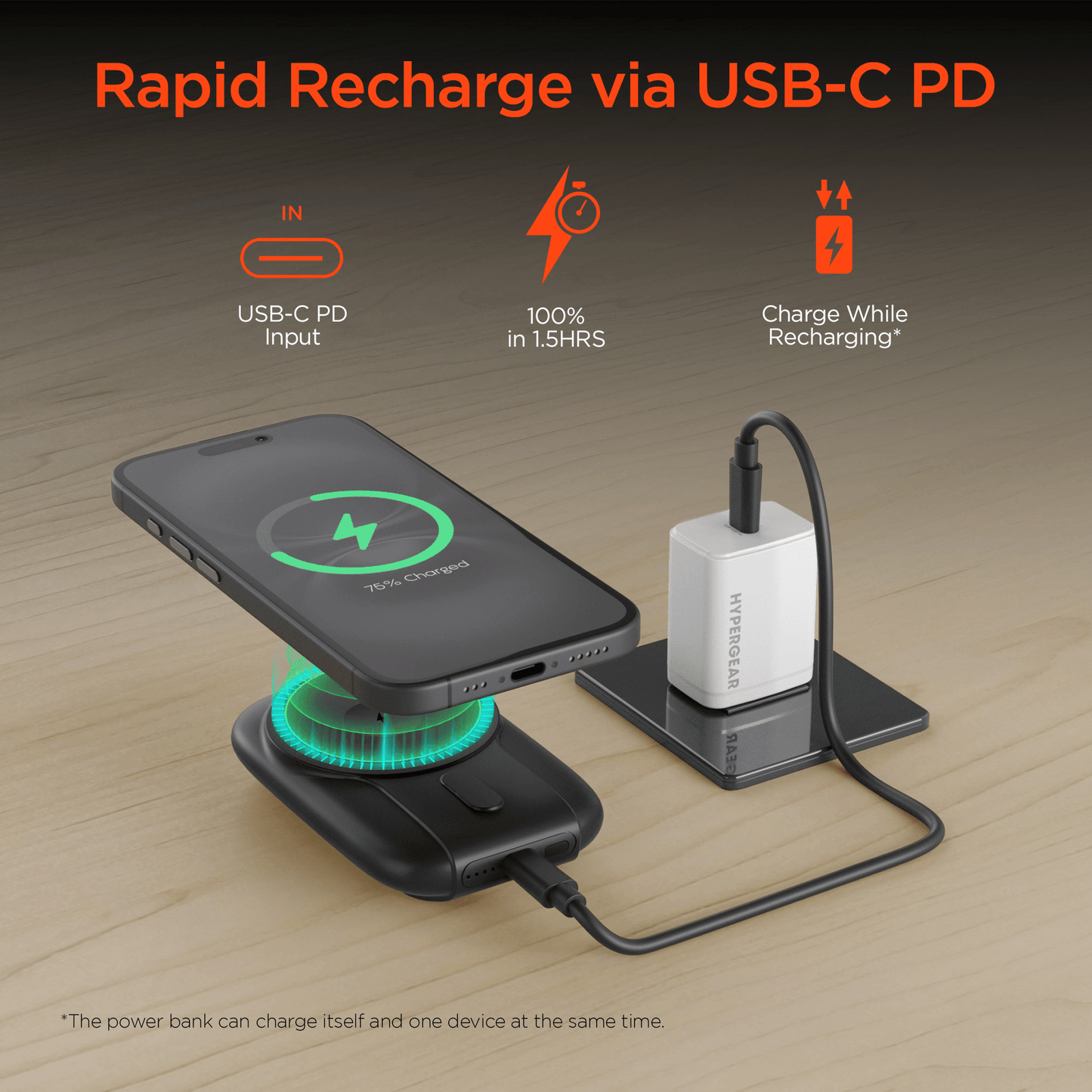 HyperGear Mag Grip Go 5000mAh Wireless Power Bank